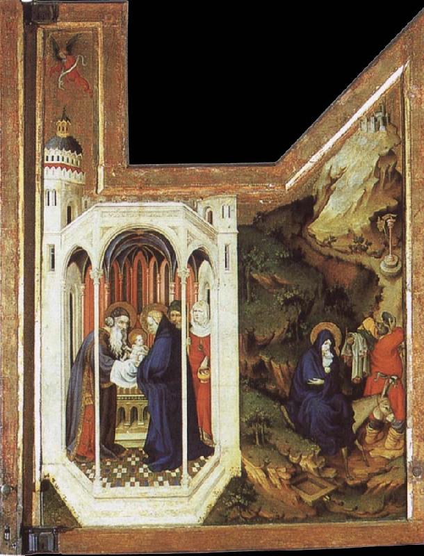 BROEDERLAM, Melchior Annunciation and Visitation Germany oil painting art